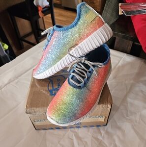 Pastel rainbow glitter shoes